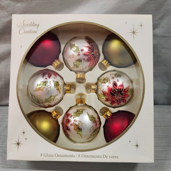 8 Vintage Christmas Glass Ball Ornament - Picture 1 of 3